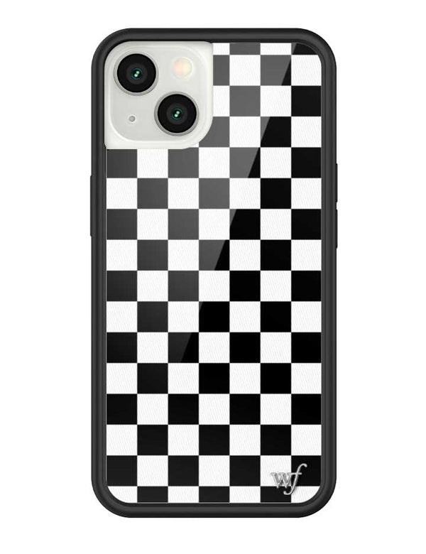 wildflower iphone case 13 black checkers black white