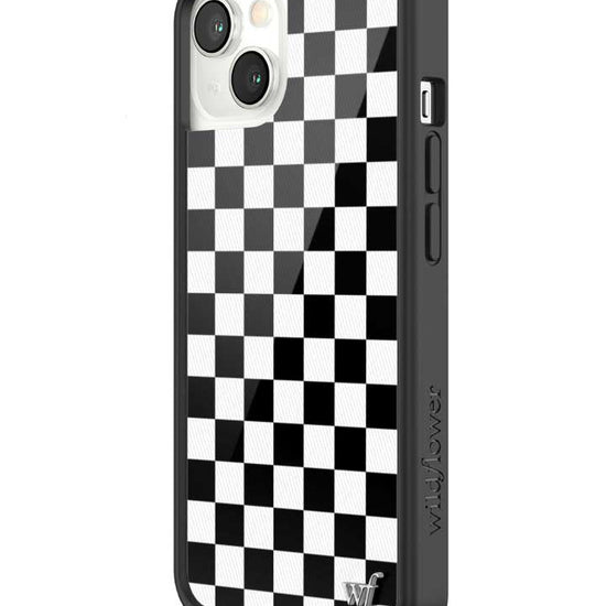 wildflower iphone case 13 black checkers black white