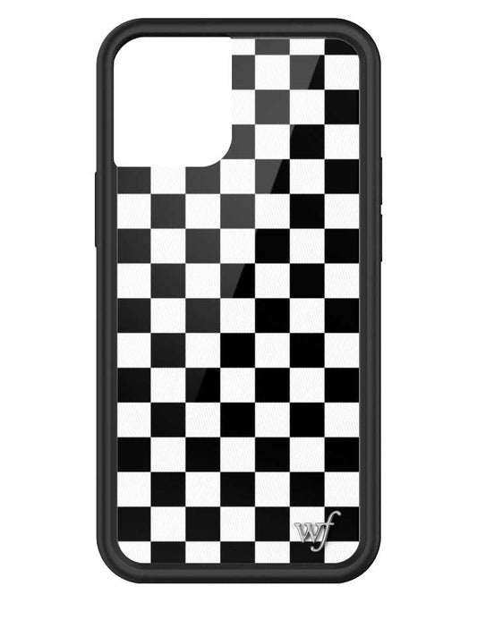 wildflower iphone case 13 mini black checkers black white