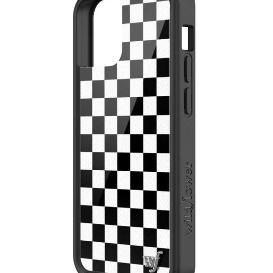 wildflower iphone case 13 mini black checkers black white