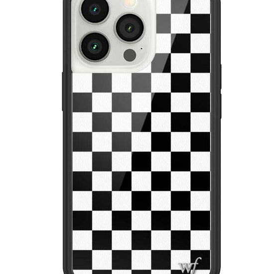 wildflower iphone case 13 pro black checkers black white