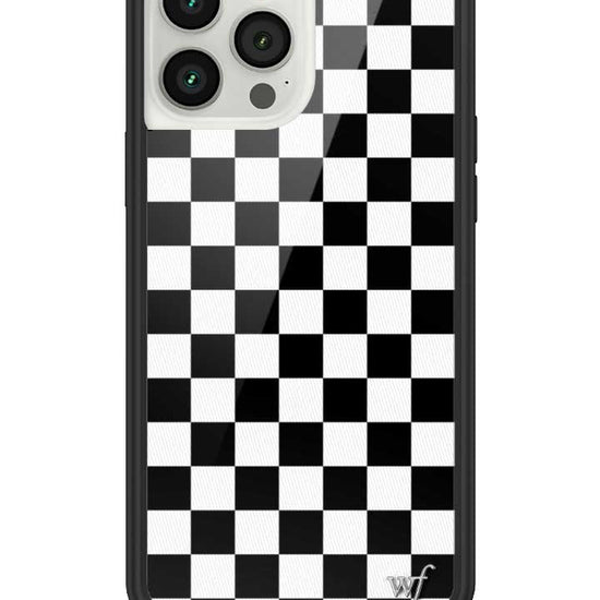 wildflower iphone case 13 pro max black checkers black white