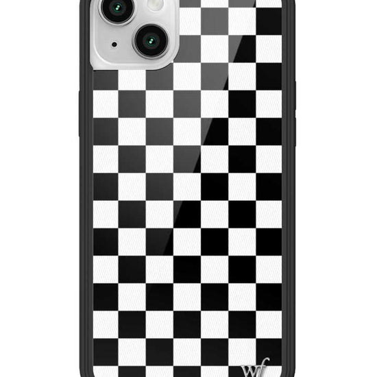 wildflower iphone case 14 black checkers black white