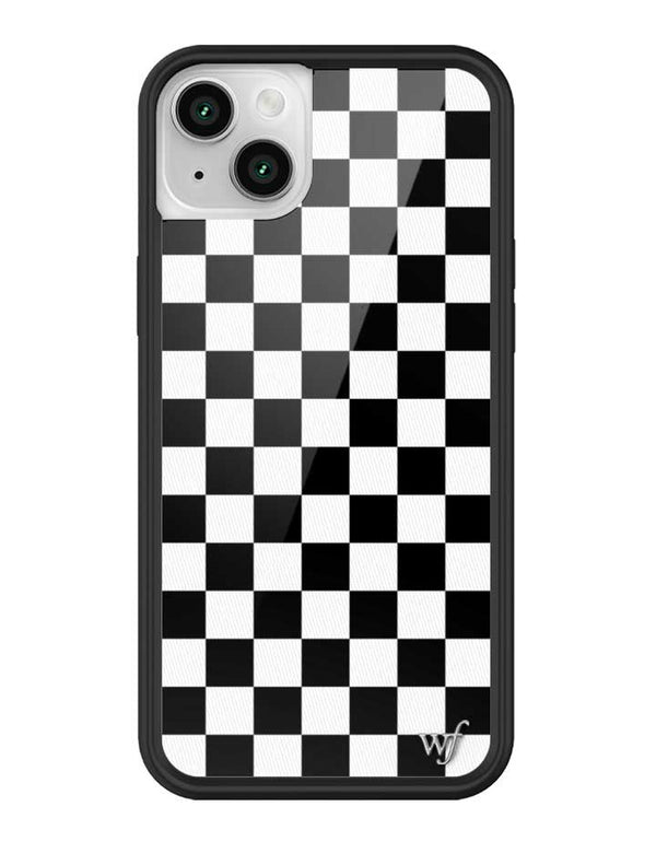 wildflower iphone case 14 black checkers black white