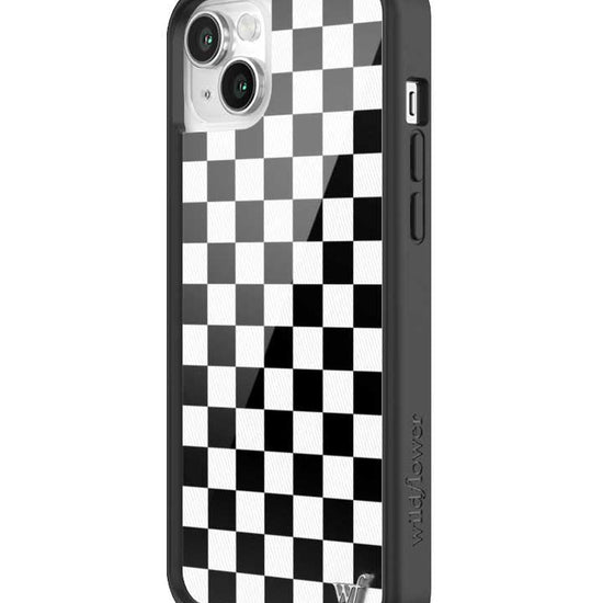 wildflower iphone case 14 black checkers black white