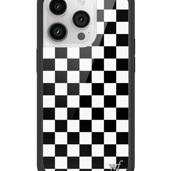 wildflower iphone case 14 pro black checkers black white