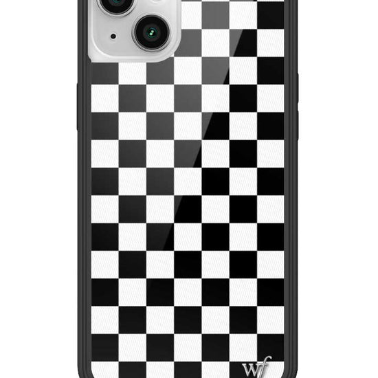 wildflower iphone case 14 plus black checkers black white