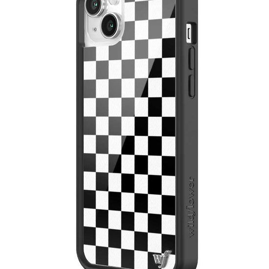 wildflower iphone case 14 plus black checkers black white