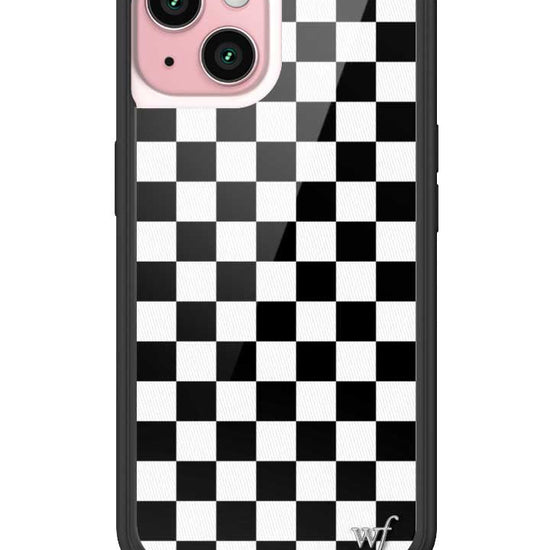 wildflower iphone case 15 black checkers black white