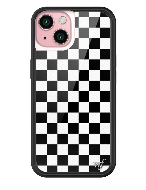 wildflower iphone case 15 black checkers black white