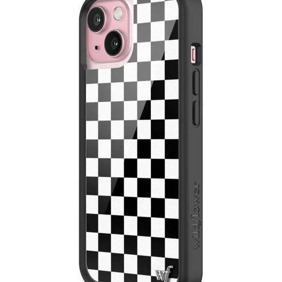 wildflower iphone case 15 black checkers black white