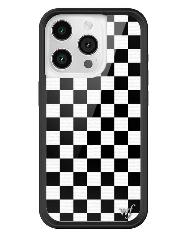 wildflower iphone case 15 pro black checkers black white