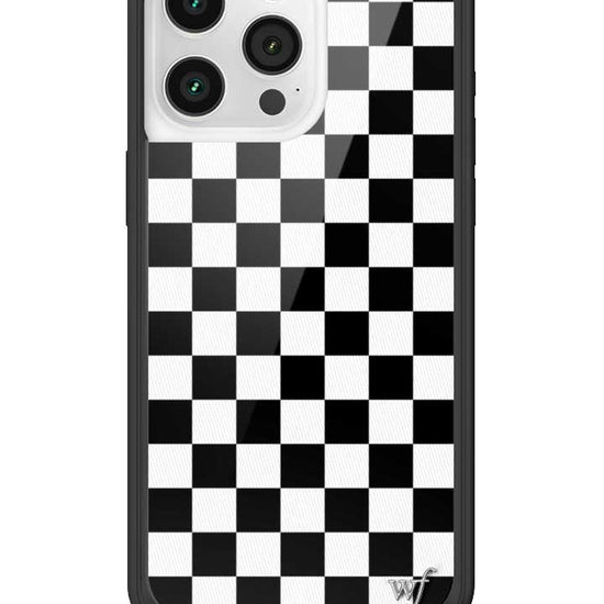 wildflower iphone case 15 pro max black checkers black white