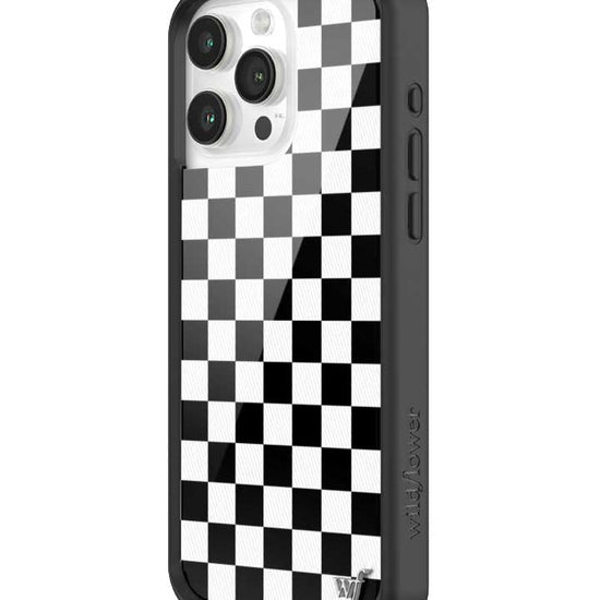 wildflower iphone case 15 pro max black checkers black white