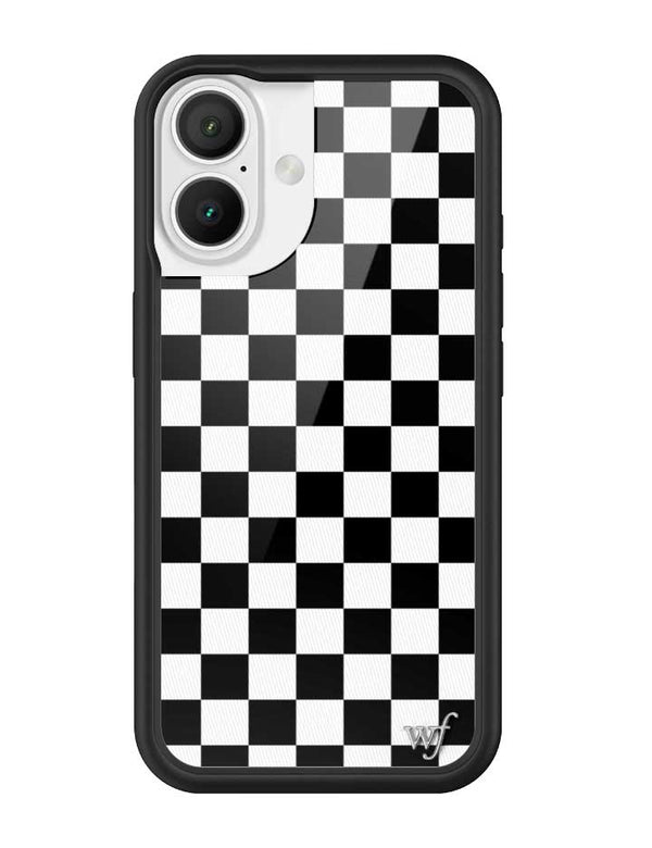 wildflower iphone case 16 black checkers black white