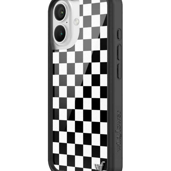 wildflower iphone case 16 black checkers black white