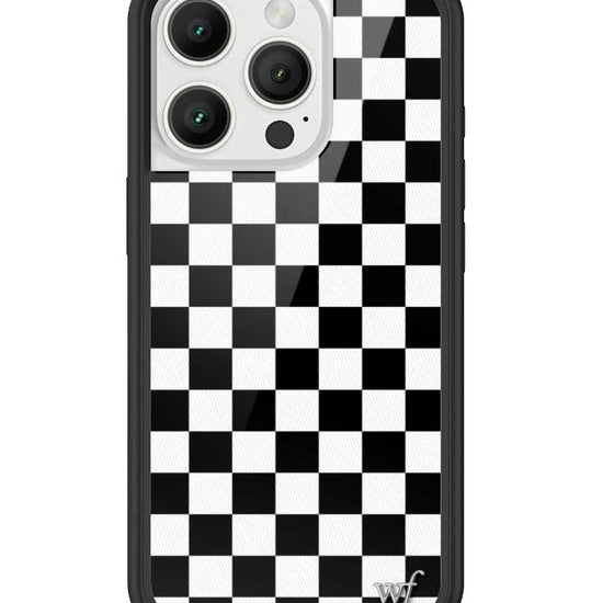 wildflower iphone case 16 pro black checkers black white