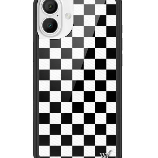 wildflower iphone case 16 plus black checkers black white