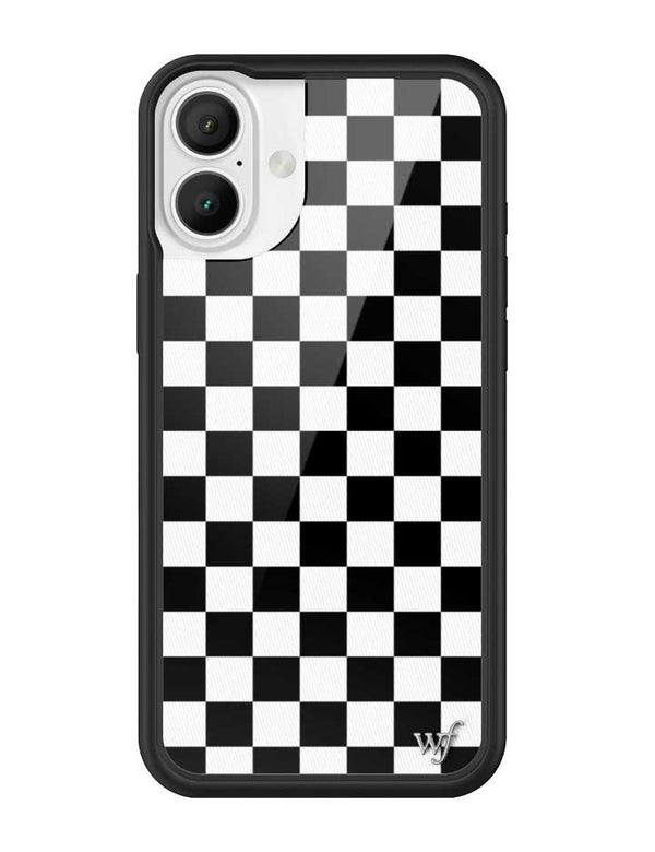 wildflower iphone case 16 plus black checkers black white