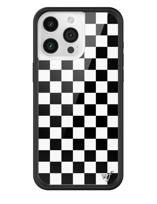 wildflower iphone case 16 pro max black checkers black white