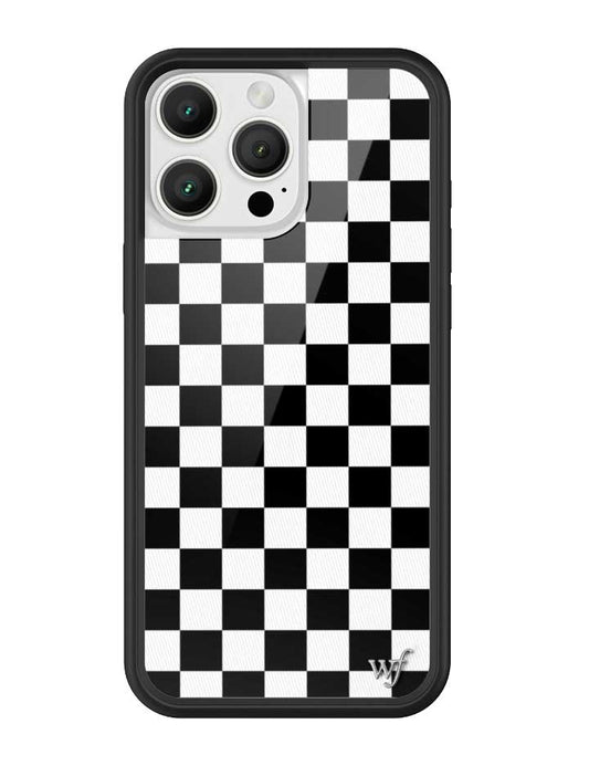 wildflower iphone case 16 pro max black checkers black white