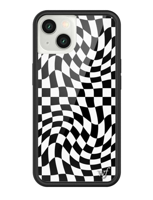 Wildflower Crazy Checkers Black iPhone 13 Case