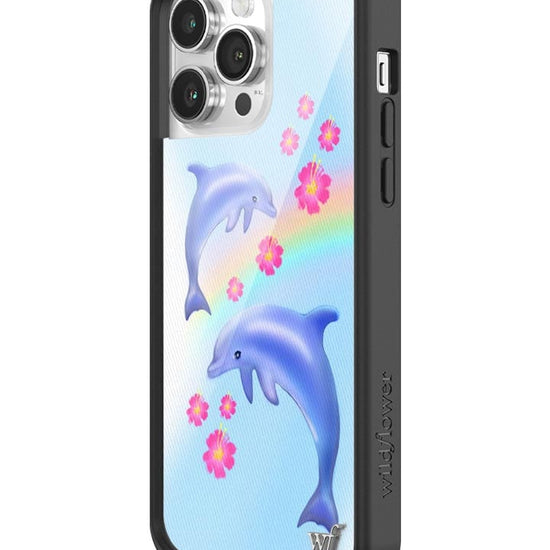 Wildflower Dolphin Love iPhone 14 Pro Max Case