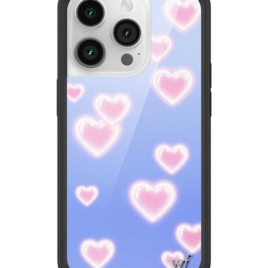 Wildflower iPhone case 14 Pro Dreamy Hearts Blue Pink Cute