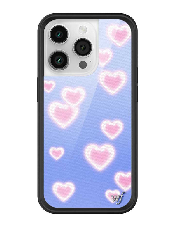 Wildflower iPhone case 14 Pro Dreamy Hearts Blue Pink Cute