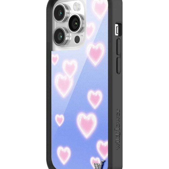 Wildflower iPhone case 14 Pro Dreamy Hearts Blue Pink Cute