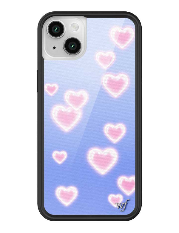 Wildflower iPhone case 14 Plus Dreamy Hearts Blue Pink Cute