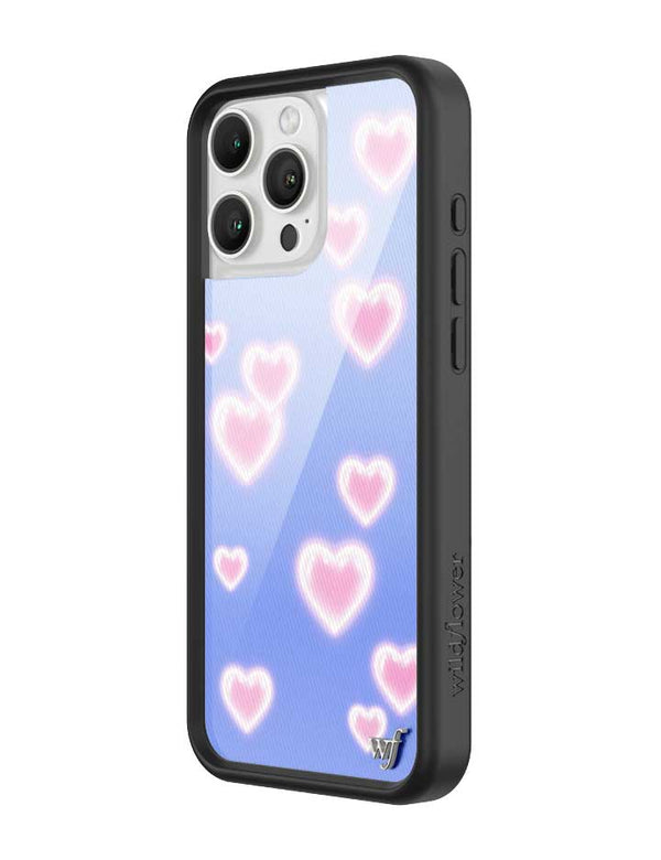 Wildflower iPhone case 16 Pro Max Dreamy Hearts Blue Pink Cute