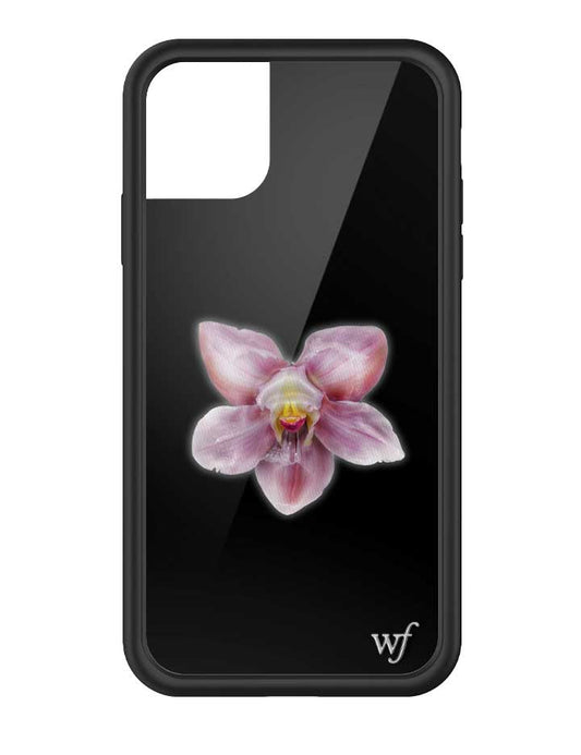 wildflower iphone case 11 orchid flower black pink