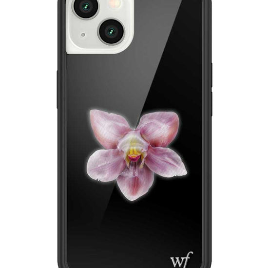 wildflower iphone case 13 orchid flower black pink