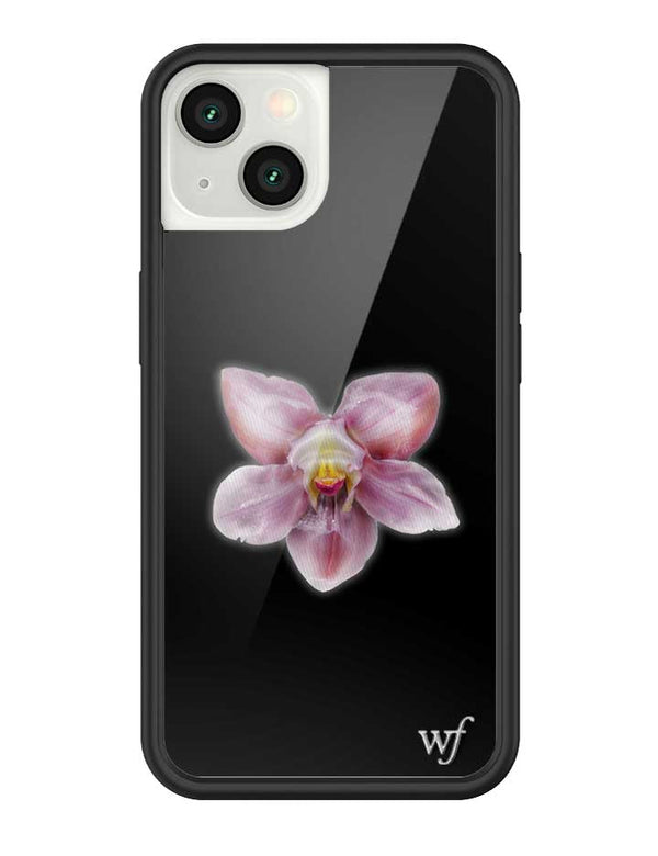 wildflower iphone case 13 orchid flower black pink