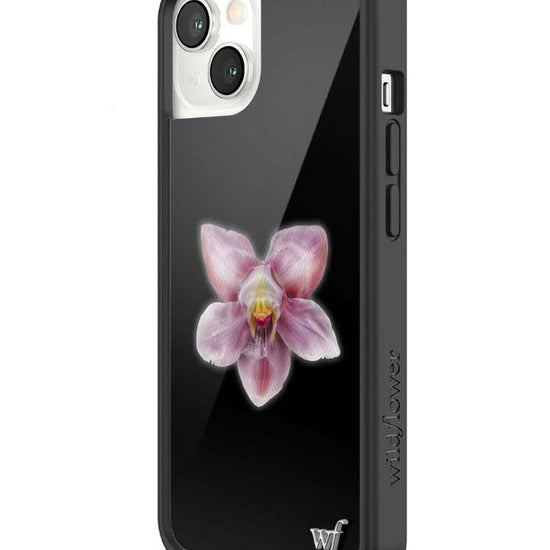 wildflower iphone case 13 orchid flower black pink