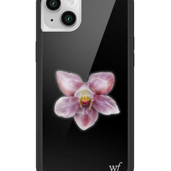 wildflower iphone case 14 orchid flower black pink