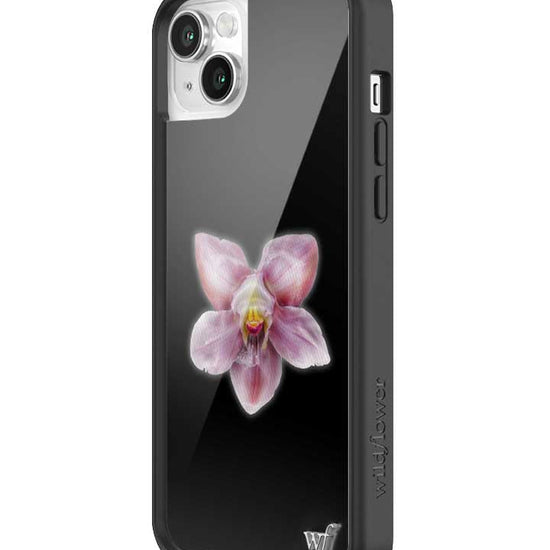 wildflower iphone case 14 orchid flower black pink