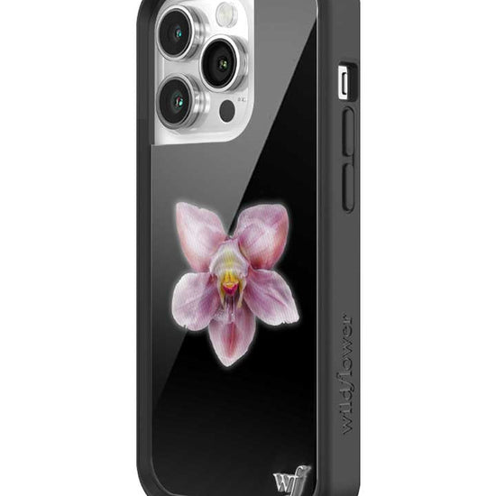 wildflower iphone case 14 pro orchid flower black pink