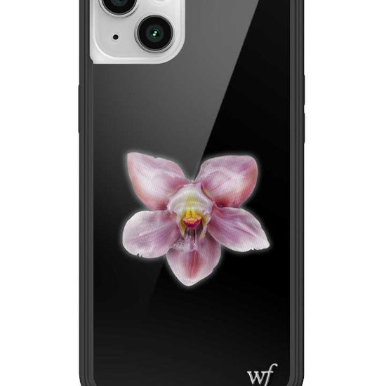 wildflower iphone case 14 plus orchid flower black pink