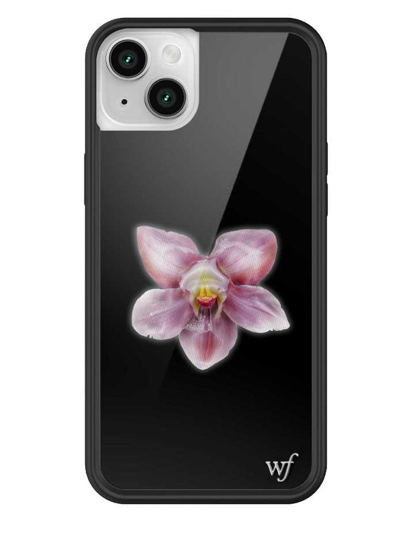 wildflower iphone case 14 plus orchid flower black pink