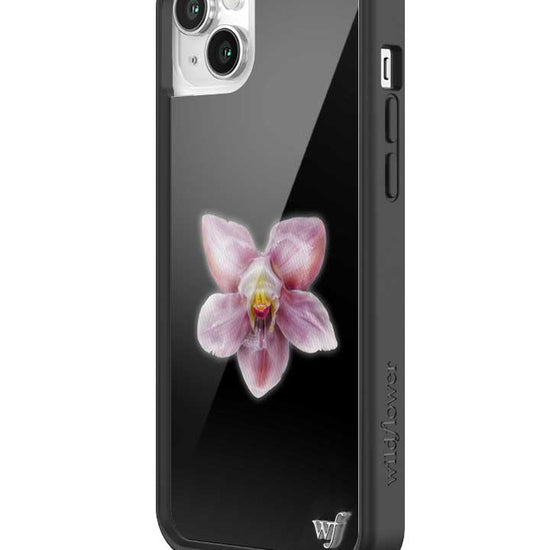 wildflower iphone case 14 plus orchid flower black pink