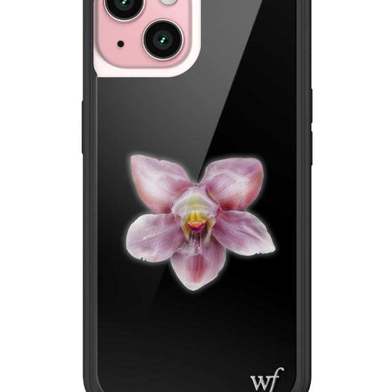 wildflower iphone case 15 orchid flower black pink