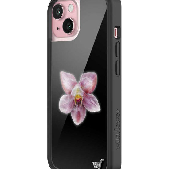 wildflower iphone case 15 orchid flower black pink