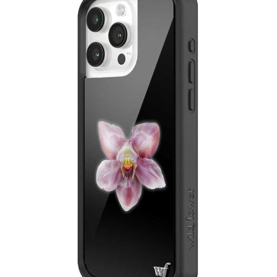 wildflower cases iphone case 15 pro max orchid flower black pink