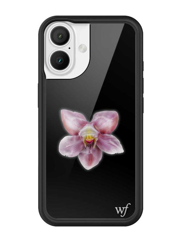 wildflower iphone case 16 orchid flower black pink