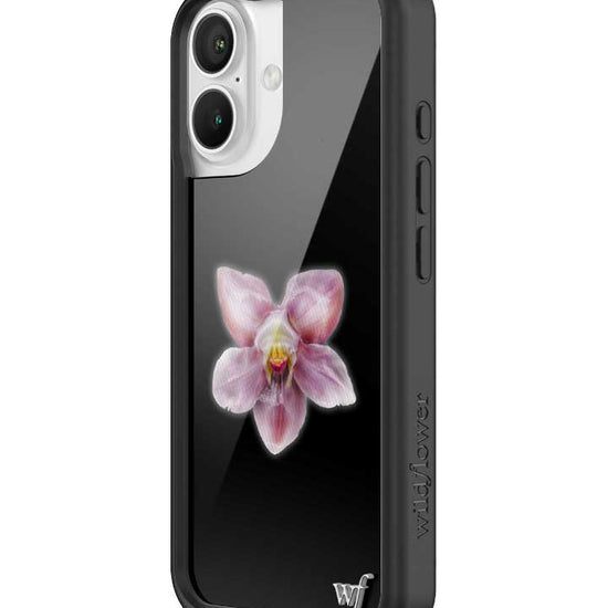 wildflower iphone case 16 orchid flower black pink