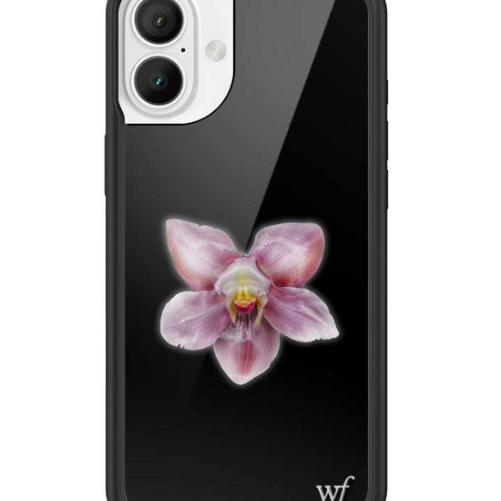 wildflower iphone case 16 plus orchid flower black pink