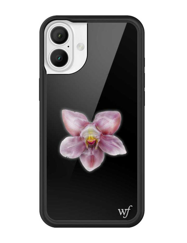 wildflower iphone case 16 plus orchid flower black pink