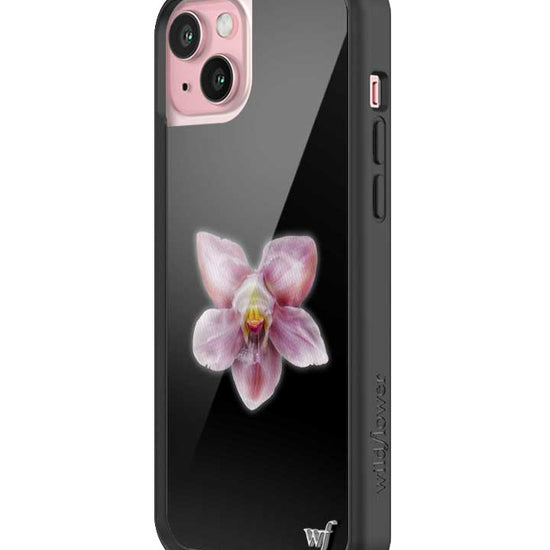 wildflower iphone case 16 plus orchid flower black pink